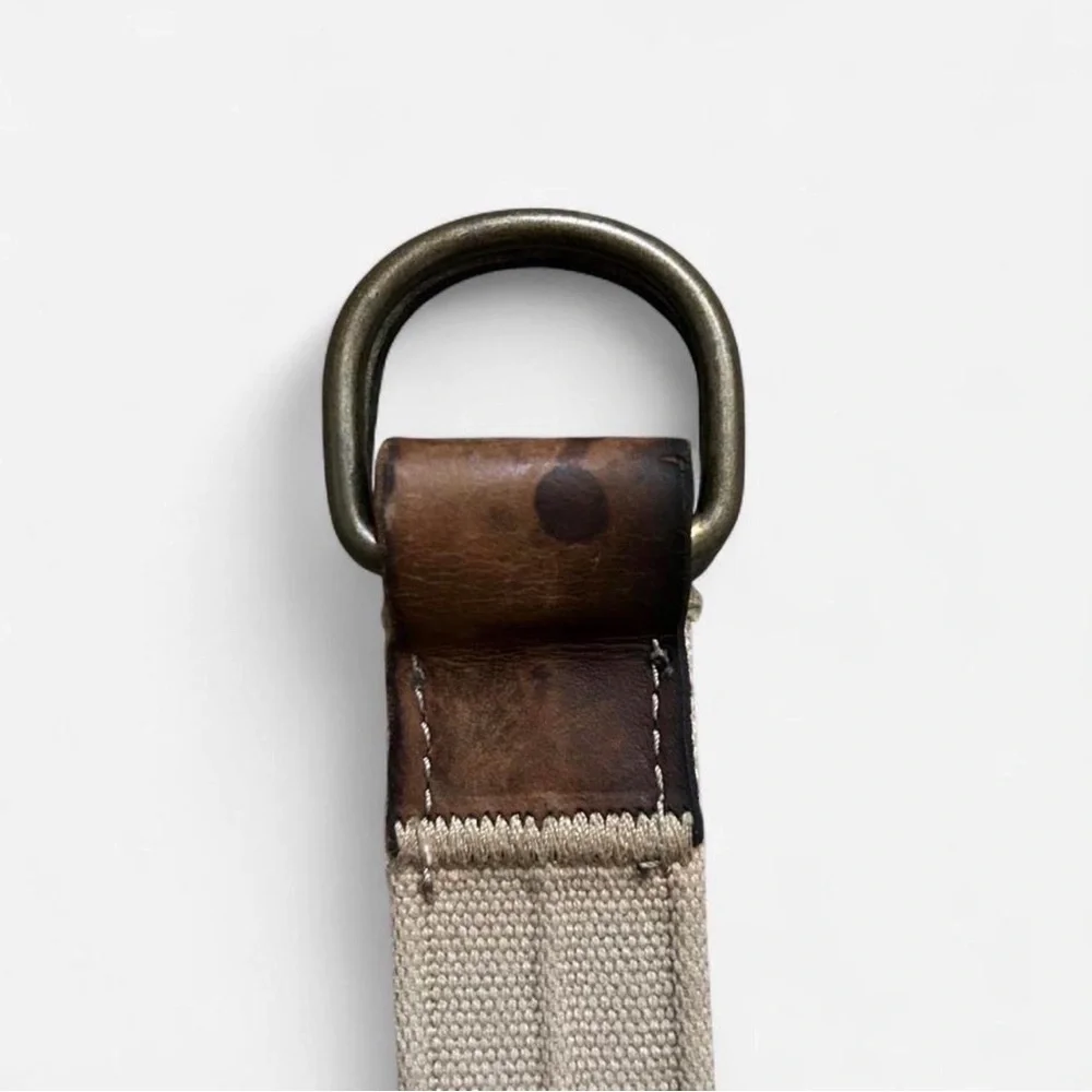 Canvas Double-Row Grommet Men's Belt in Beige
